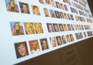 student project showing collage of celebrity photos projected on wall at IDM 2016 showcase