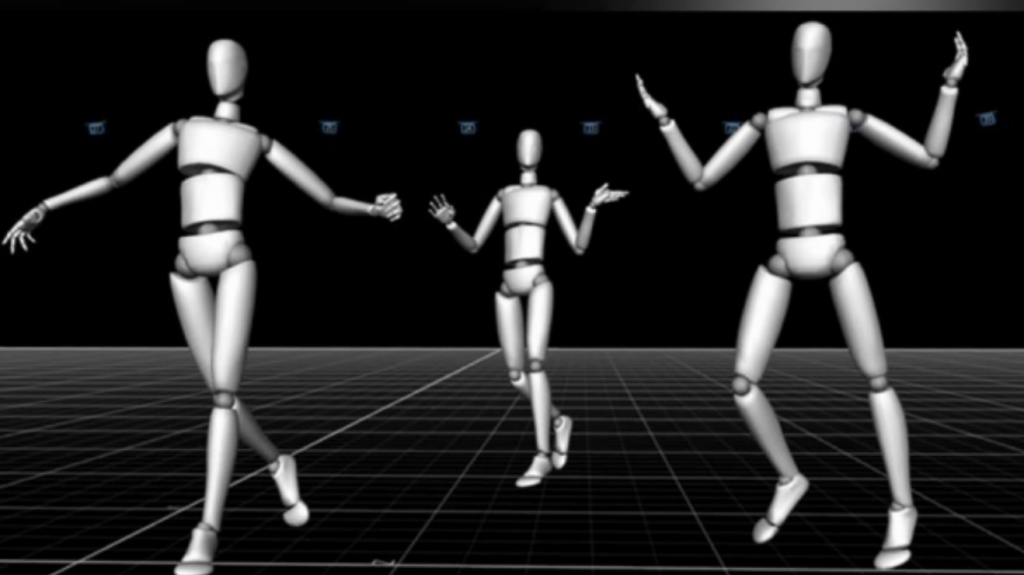 student project featuring 3D body models moving in 3D space